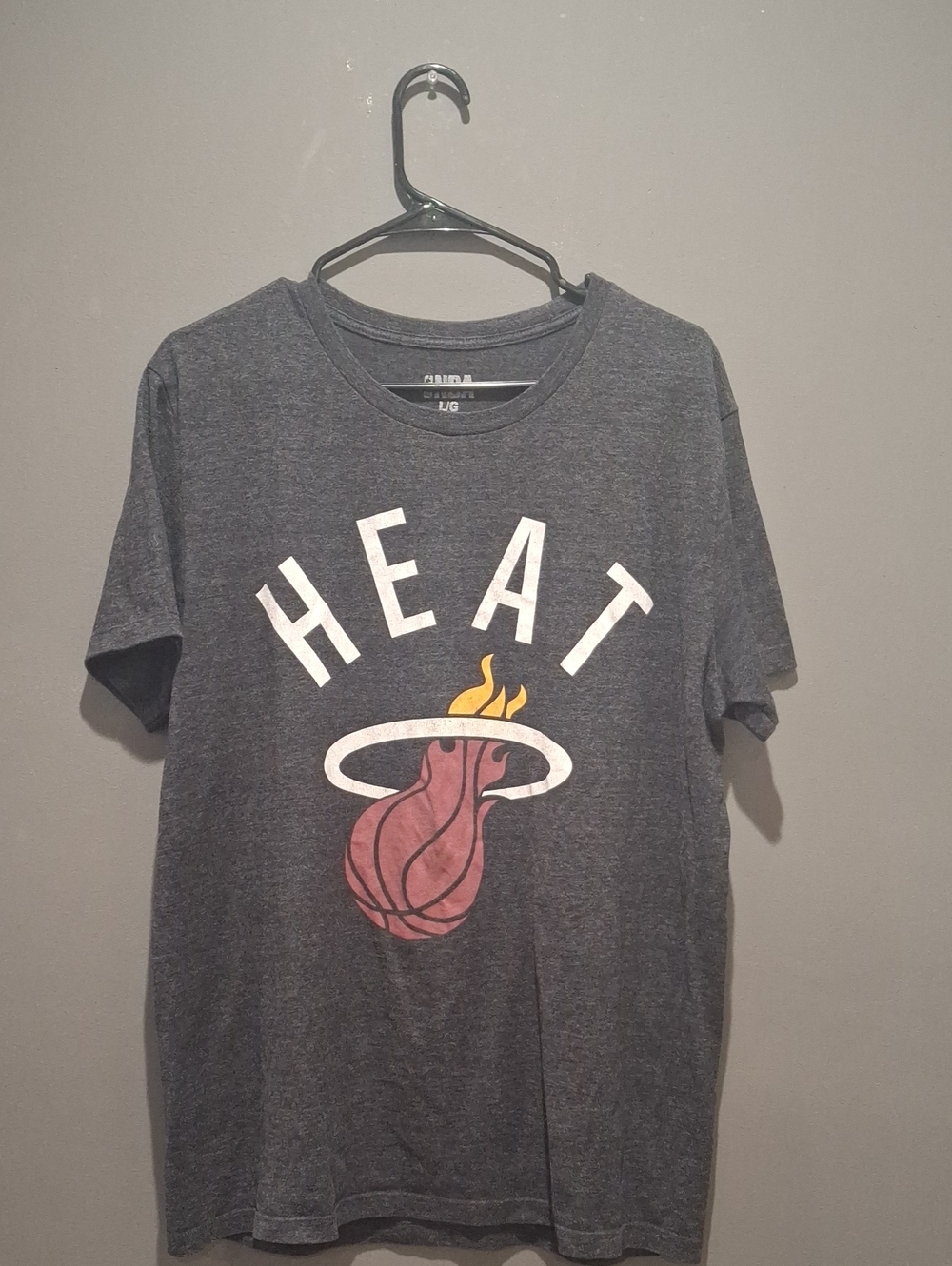 NBA Gray Heat Graphic T-Shirt with Pink and Yellow Logo